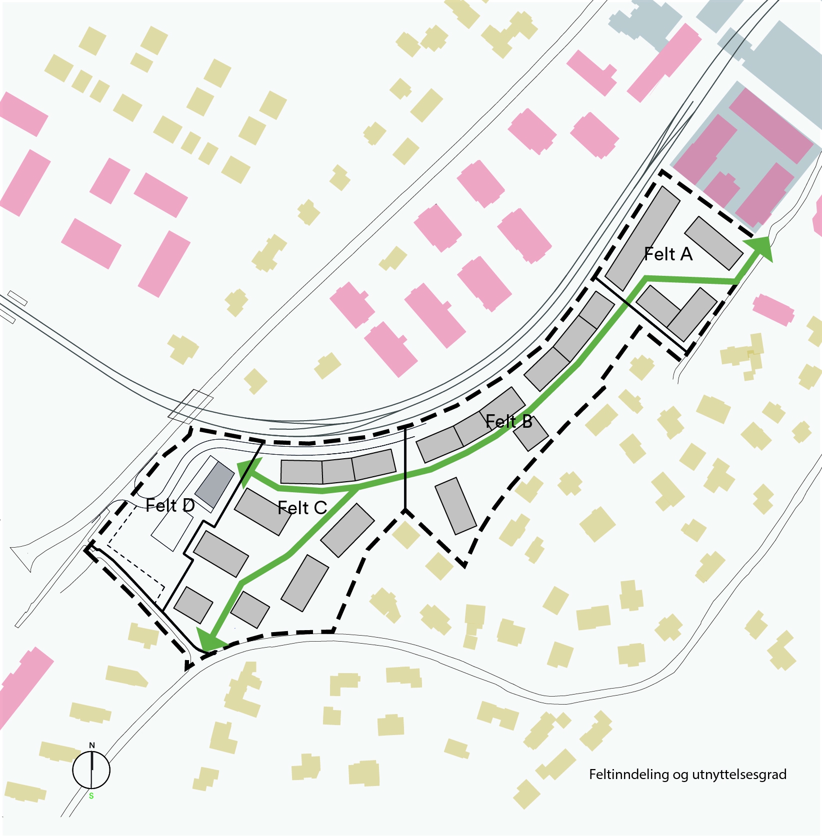 Bekkestua sør Feltinndeling og utnyttelsesgrad