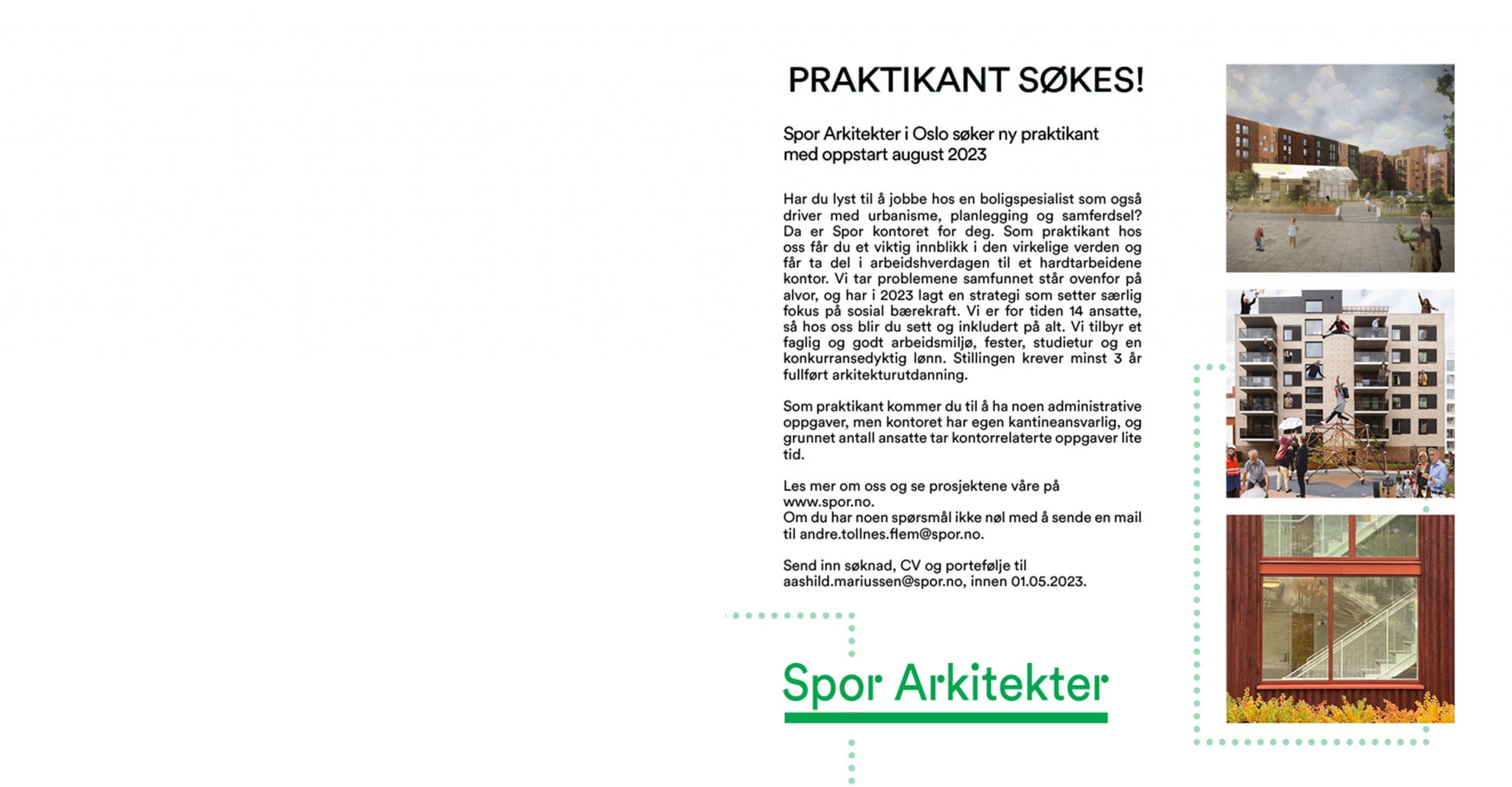 Jobbannonse Spor Arkitekter til hjemmesiden 2